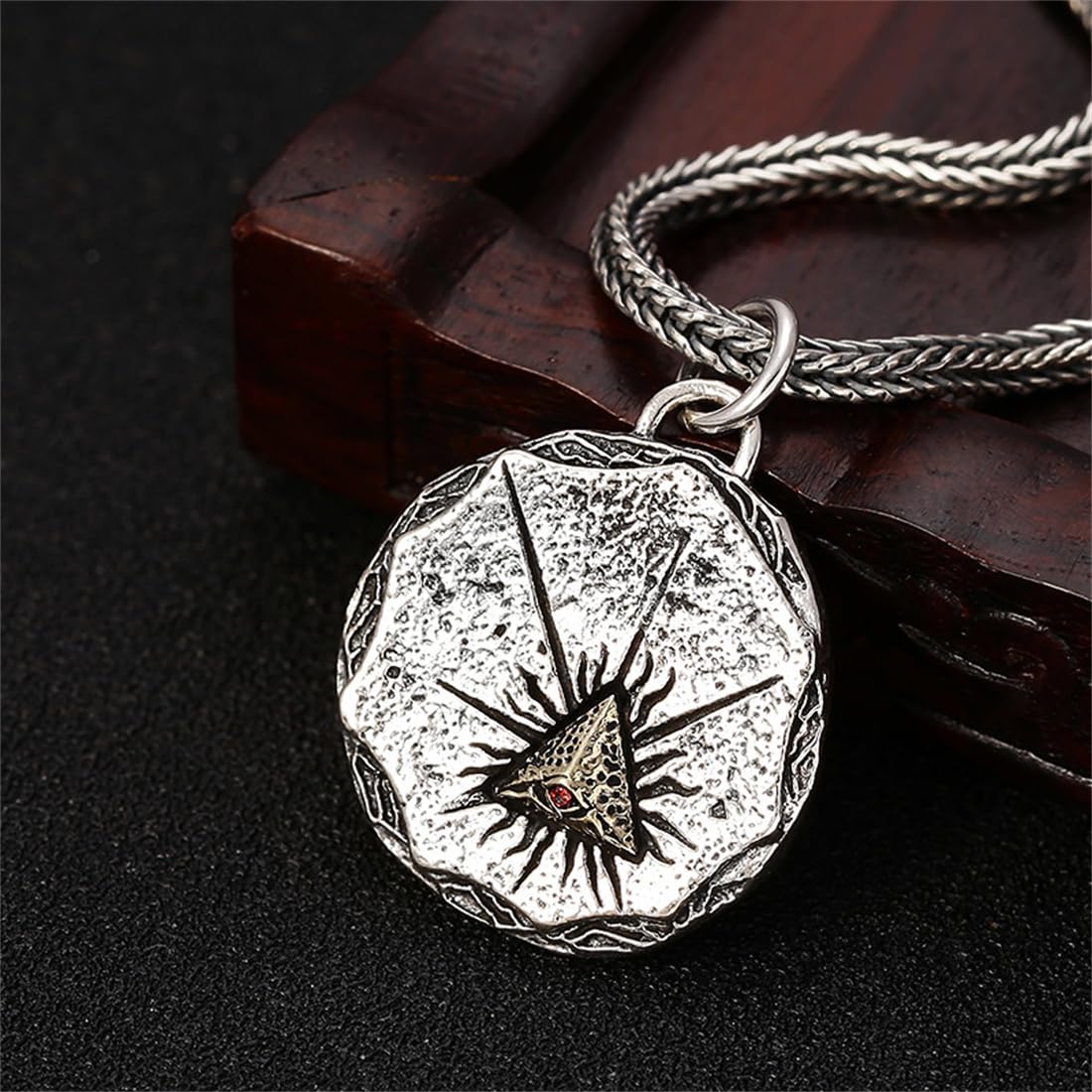 S925 Srebrny Naszyjnik Oko Boga Wisiorek, MęSki Wisiorek Oko Boga W Stylu Vintage,Silver,Single Pendant