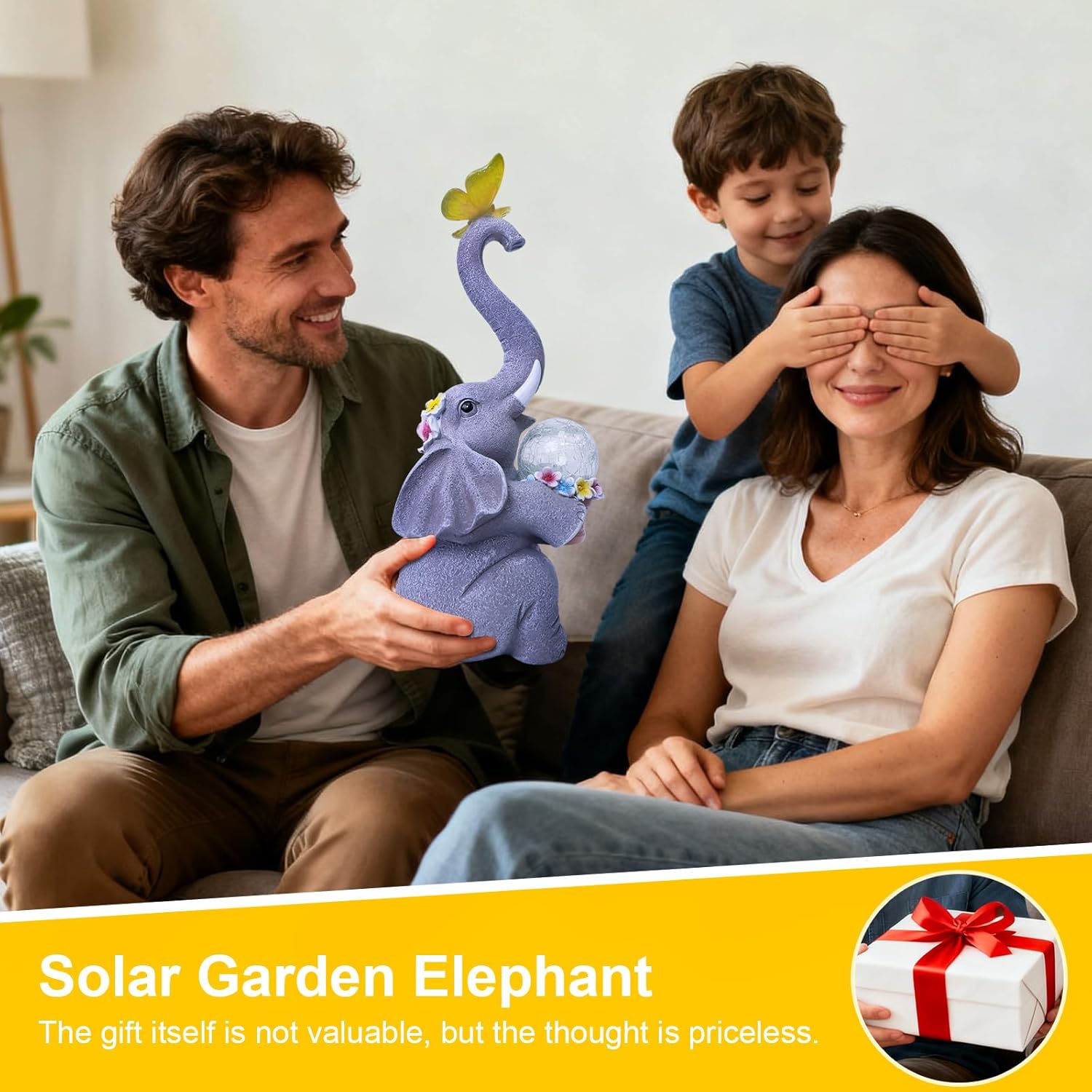 Elephant Garden Statue Solar Lights Outdoor Garden Decor for Patio, Yard, Lawn, Balcony Elephant Decor Birthday Gifts for Women Mom Grandma Animal Lovers - Image 6