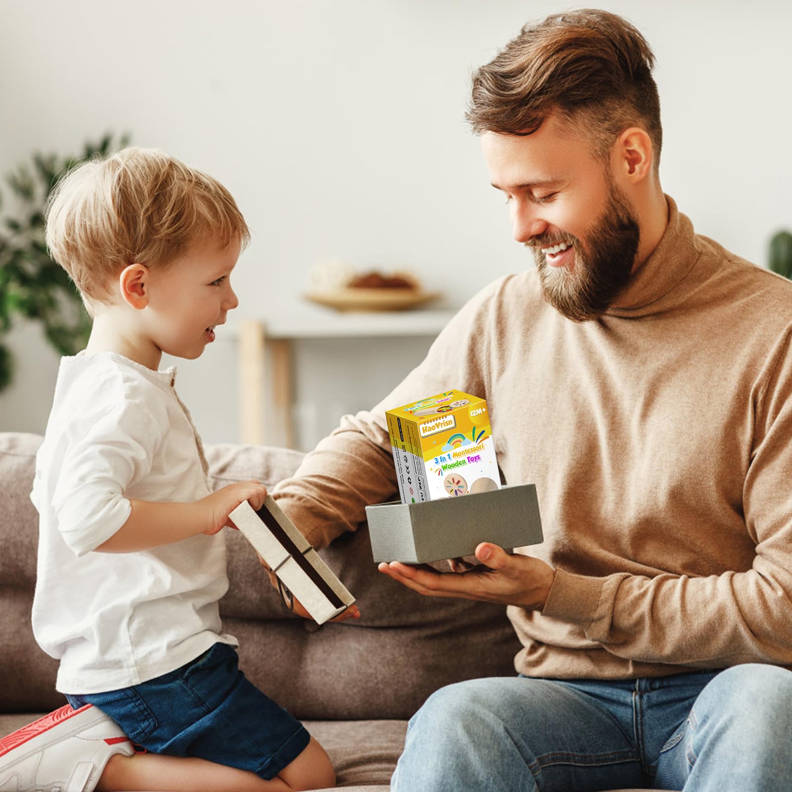 HaoVrisn Giochi Bambini 1 2 3 Anni, 3 in 1 Giochi Montessori 1 2 3 4 Anni, Legno Colori per Bambini 1 2 3 Anni, Gioco Bambino 1 2 3 4 Anni con Borsa per la Conservazione