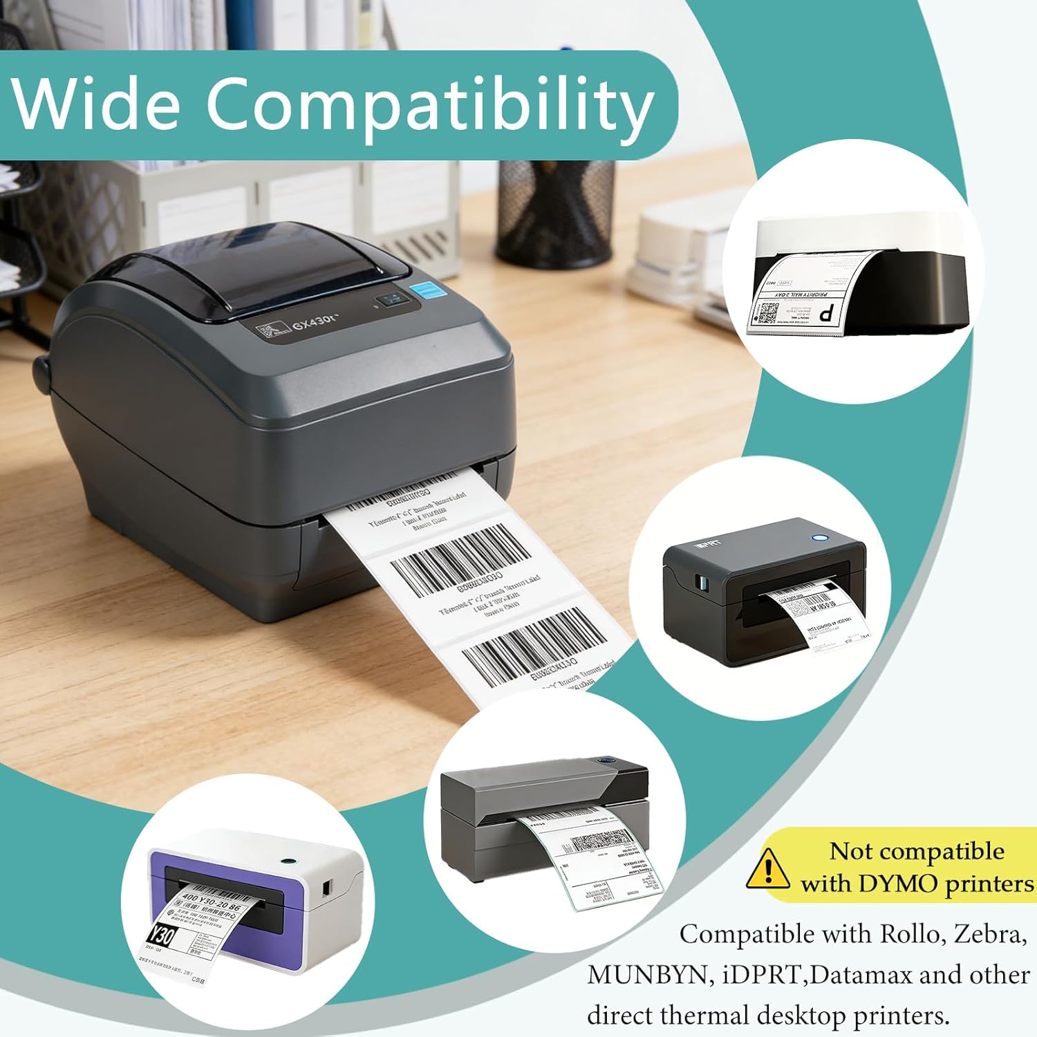 14 Rolls 4"x2" Direct Thermal Labels, 750 Labels/Roll (10500 Labels), Self-Adhesive Address Barcode Sticker Label Rolls, Compatible with Zebra, Rollo, Munbyn & Most Thermal Printers
