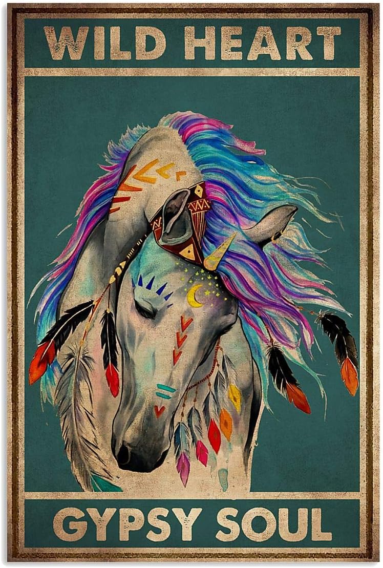 MATLPATS Wild Heart Gypsy Soul Vintage Metal Tin Signs Retro For Garage Man Cave Bar Decor 6x8 Inch