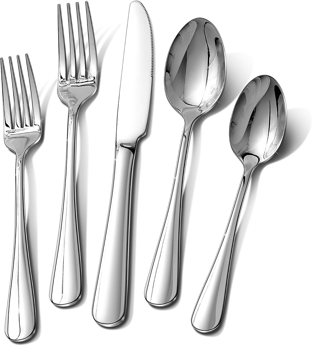 Silverware Set, 30-Piece Flatware Set for 6 Include Forks Spoons Knives Stainless Steel Utensil Set, Mirror Polished Dishwasher Safe Tableware Cutlery Set for Home, Restaurant, Party, Wedding