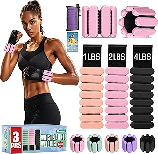 AMORIX Ankle Weights for Women Men, 3 Pairs Wrist Weights Set for Walking Running, 0.5LB/1LB/2LB Each Side Silicone Workout Weights for Gym Fitness,Jogging,Yoga,Strength Training,Physical Therapy
