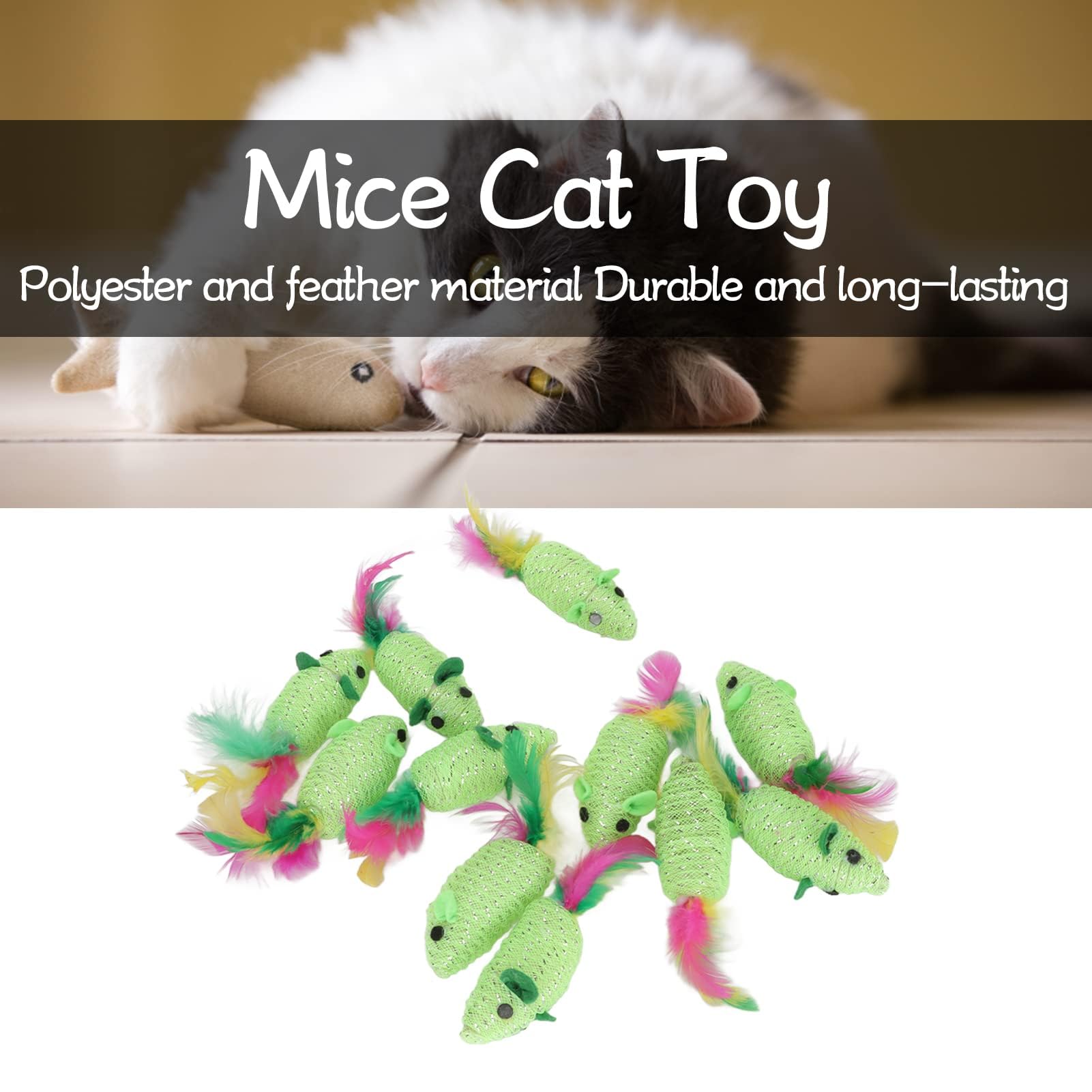 11PCS Chat Souris Jouets, Multi-usages Couineur Hochet Chat Jouets Souris Interactive Chat Jouet Souris Pour Chats D'intérieur Vert