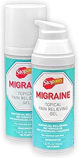 Stopain Migraine Pain Relief Gel Pump, 1.62oz (2 Pack), USA Made, Max Strength Fast Acting Research Proven Effective Topic...