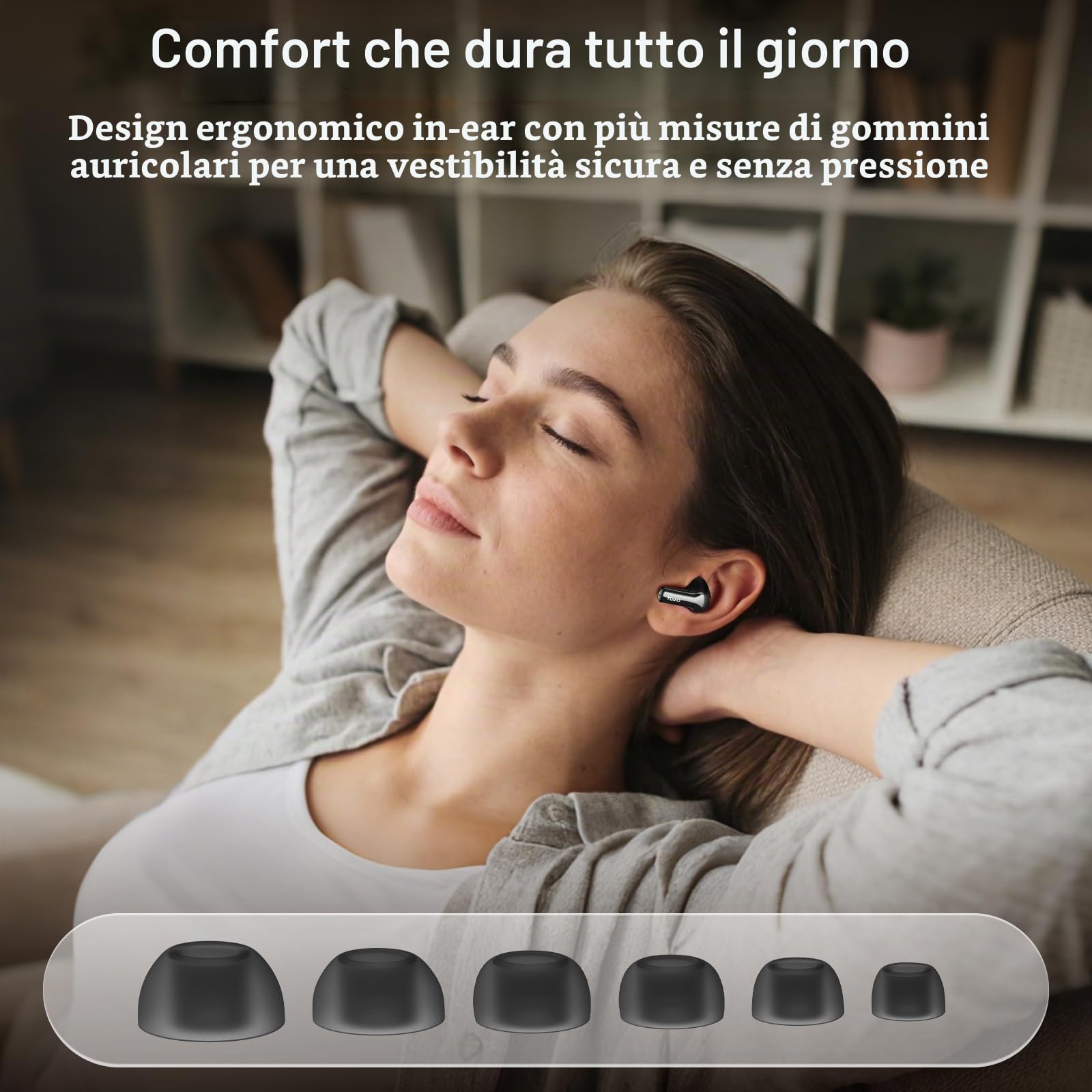 TOZO NC3 Cuffie Bluetooth 5.3 con Ibrido ANC Chiamata IA ENC | ORIGX 2.0 Acustica EQs Regolazione 68 Ore Riproduzione LED Schermo Gioco Modalità USB Tipo C IPX8