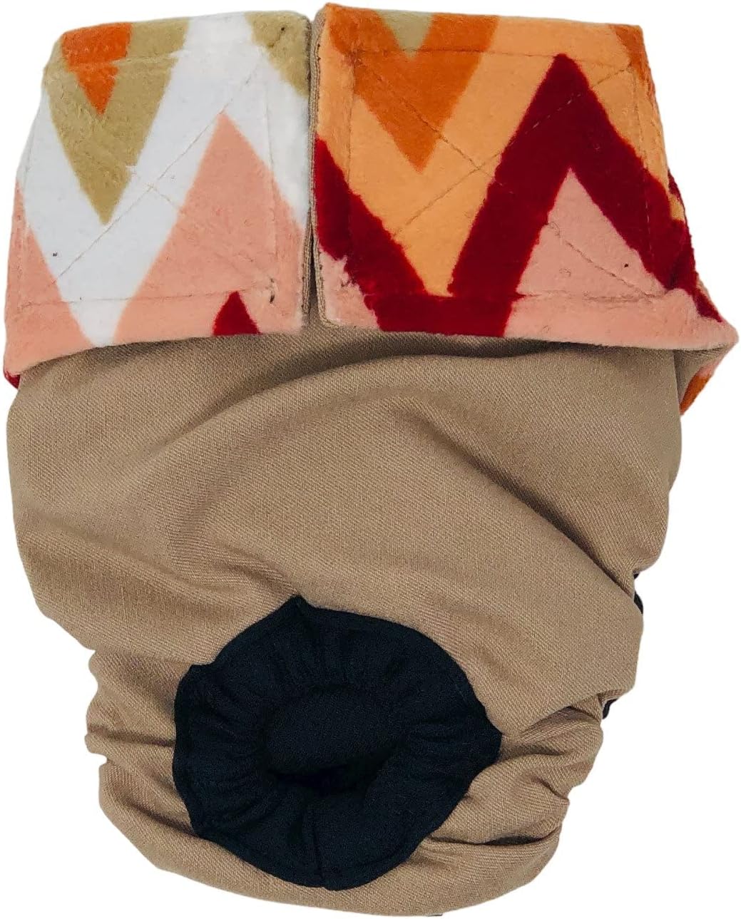 Orange Red Chevron Minky on Brown Dog Diaper, XS, Without Tail Hole - Made in USA