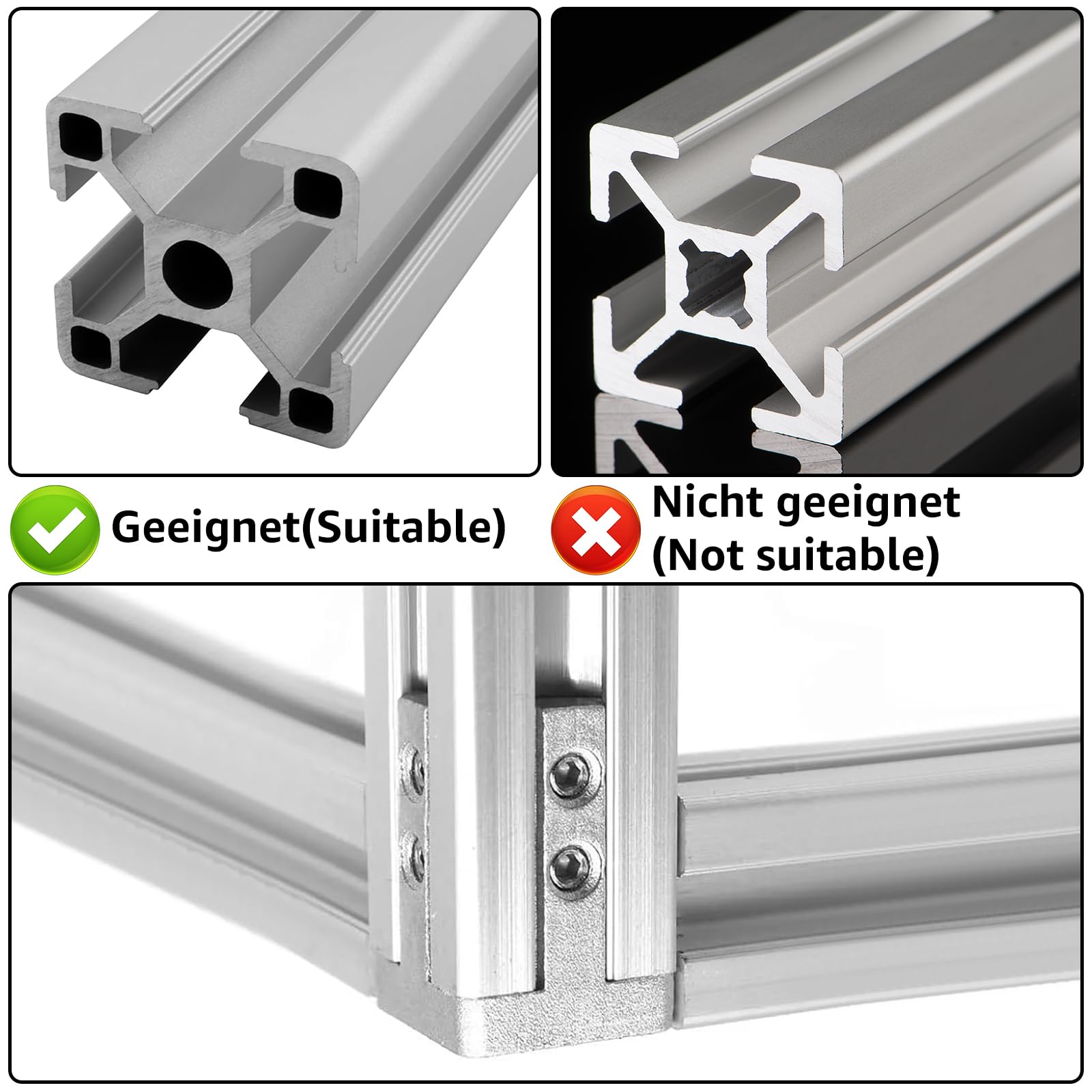 Oungy 12 pieces 3-way aluminium profile connector for aluminium Oungy 12 pieces 3-way aluminium profile connector for aluminium