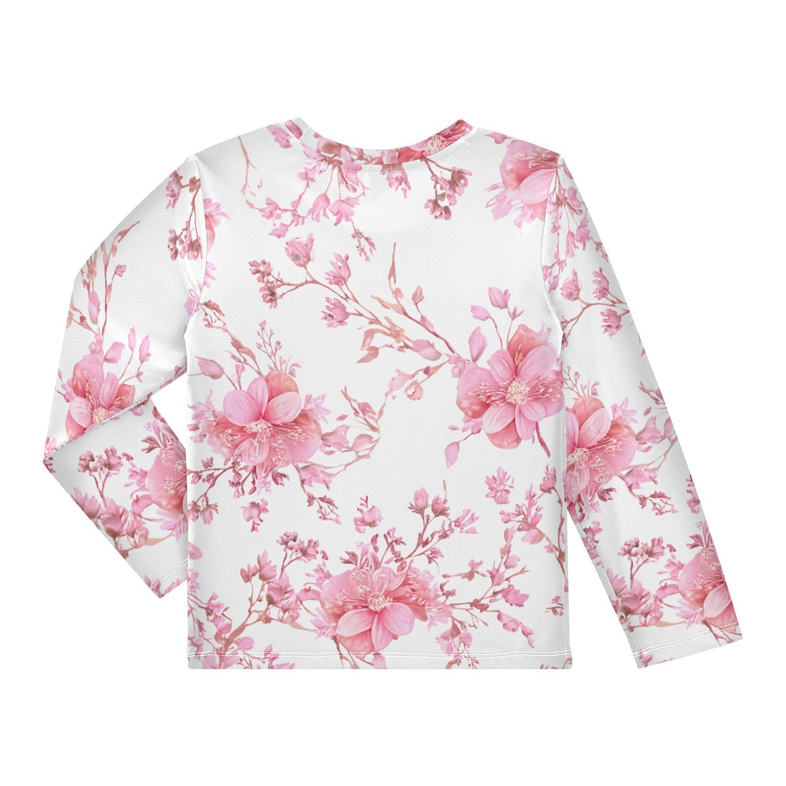 Cherry Blossom Flower Rash Guard Shirt for Boys Sun Protection Shirt for Swimming Pool Beach UPF50+ 5-6T