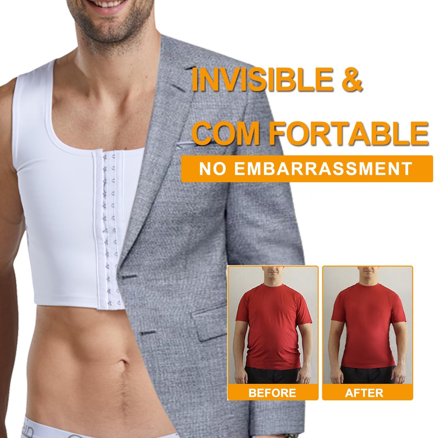Men Compression Vest Slimming Body Shaper Hide Gynecomastia Chest Tank Tops Undershirt