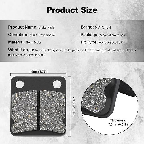 Miniatura 2 de Pastillas de freno semimetálicas compatibles con 50cc 70cc 90cc 110cc 125cc 150cc 200cc 250cc motocicleta Dirt Quad ATV Pocket Mini Bike Go Kart