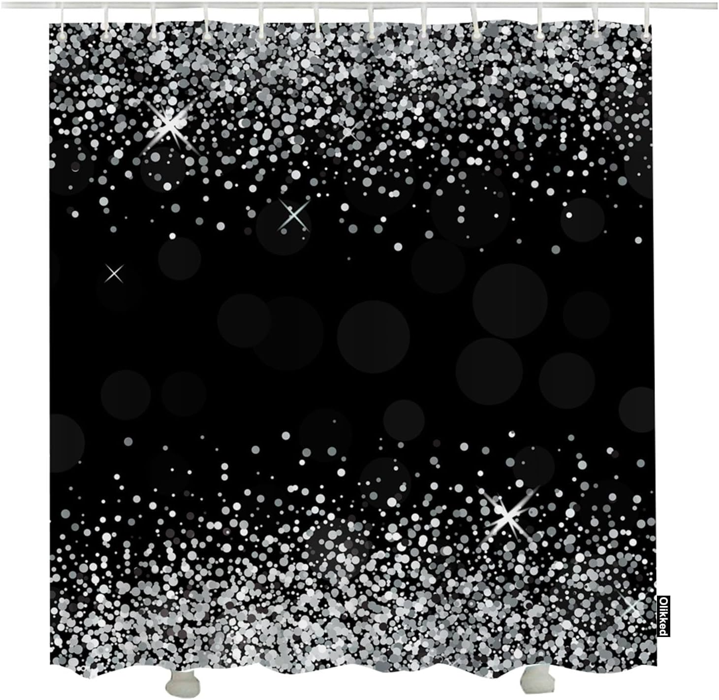 Black Diamond Shower Curtain 72x72 Inch Modern Black Bathroom Accessories Waterproof Bath Curtain Polyester Fabric Home Decorative with Hooks