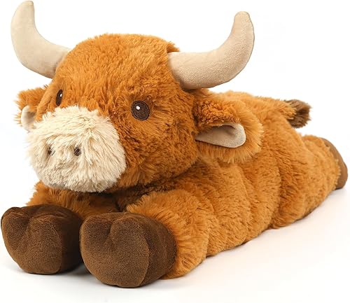 Miniatura 18 de Highland Cow - Animales de peluche para microondas, almohadilla térmica para calambres, alivio del dolor y estrés, calentable y refrigerable