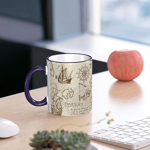 Miniatura 6 de Vintage Nautical Sailing Compass Coffee Mug Coffee Cups Ceramic with Handle,Tea Cups Mug tazas para cafe Drinking Cups Gifts for Women Men,Unique