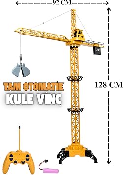 Giffy / Oyuncak 128 Cm Dev Boy Uzaktan Kumandalı Tam Otomatik Gövdesi ve Halatı Hareketli Şarjlı Kule Vinç