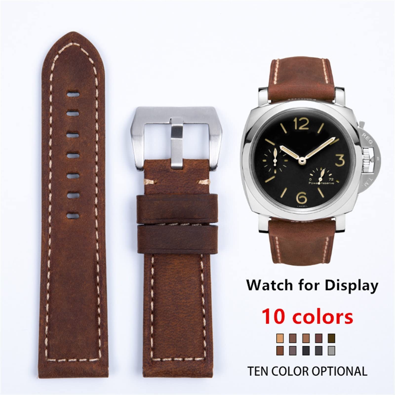 Accessori per cinturini fatti a mano Cinturino vintage retrò in vera pelle Crazy Horse da 24 mm per cinturino Panerai con fibbia ad ardiglione
