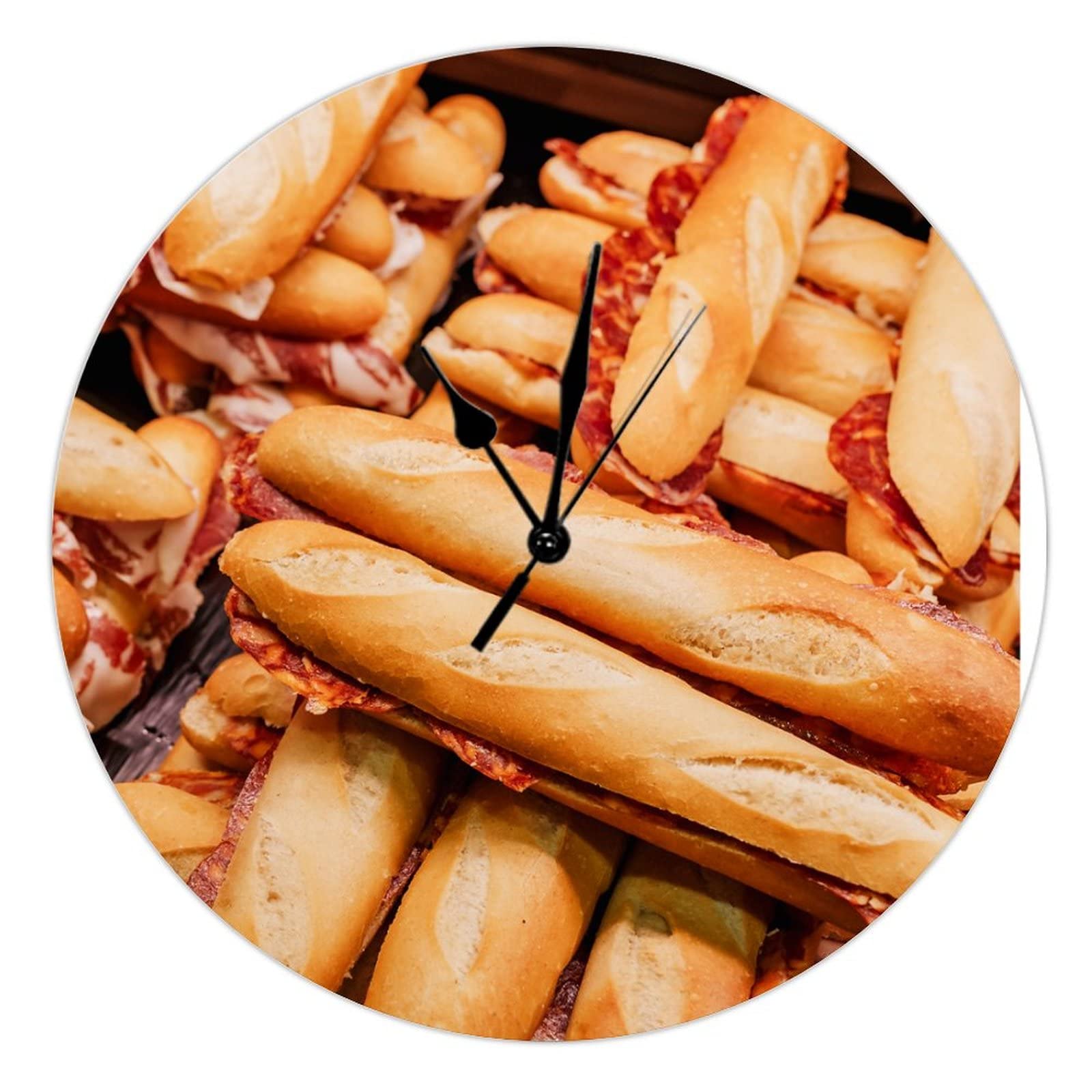 Horloge Fast Food 38cm en bois silencieuse pour déco de restaurant et cuisine