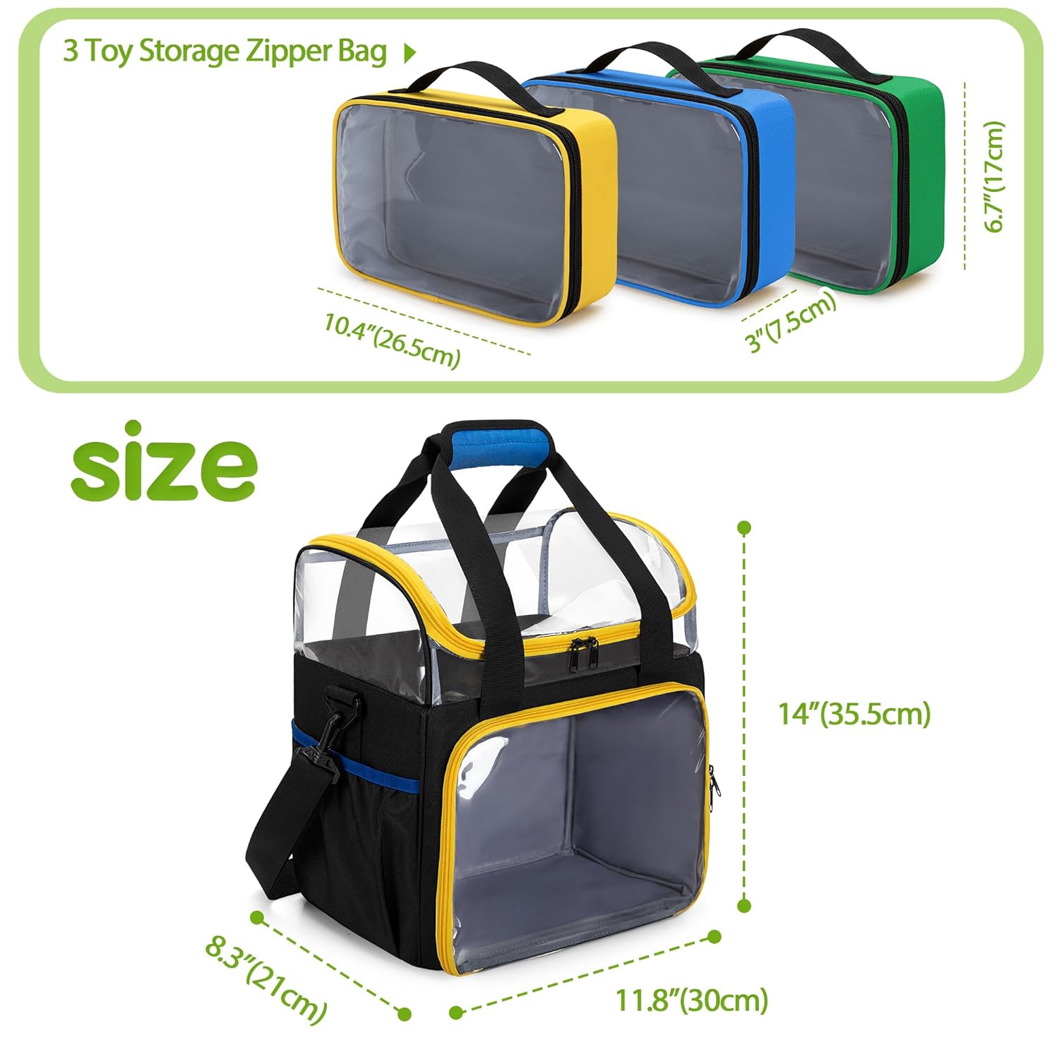 4 Packs Magnetic Building Tiles Storage Bag, Toy Storage Organizer Bag, Magnetic Blocks Tiles Travel Bag Case with Visible Top for Building Blocks, Board Game, Educational Math Game, Black