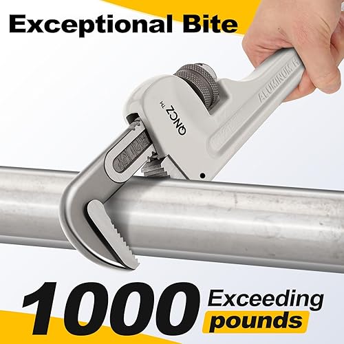 Miniatura 5 de Juego de llaves de tubo, llave de tubo profesional de aluminio de 14 y 8 pulgadas, llave de plomero resistente para fontaneros, tubería, hogar,