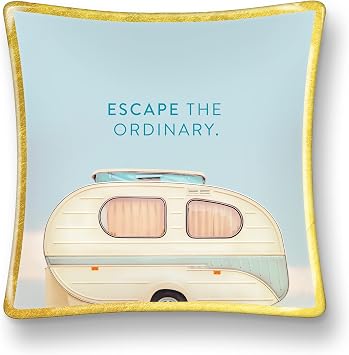 Studio Oh! Medium Glass Trinket Dish by Studio Oh! - Escape The Ordinary - 5" x 5" - Dish Tray with Unique Full-Color Artwork - Holds Jewelry, Change, Paperclips & Trinkets