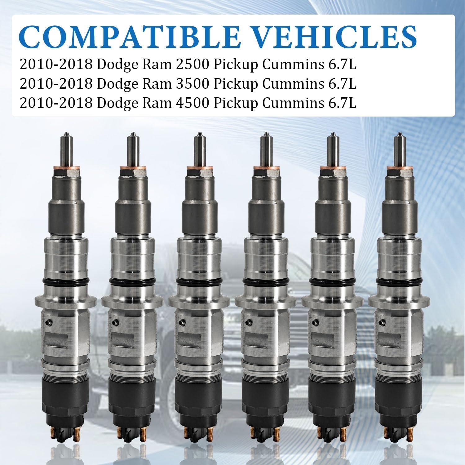6PCS 0445120188 68210105AA Fuel Injectors Compatible with Dodge Ram 2500 3500 4500 6.7L 2010-2018 for Cummins ISB6.7 Replace 0445120187 0445120342