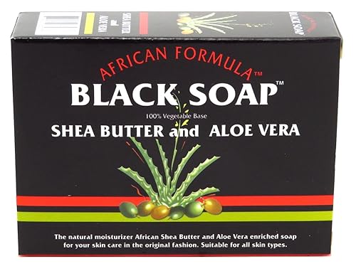 African Formula Jabón negro de 3.5 onzas de manteca de karité y aloe vera (3.5 fl oz) (paquete de 2)