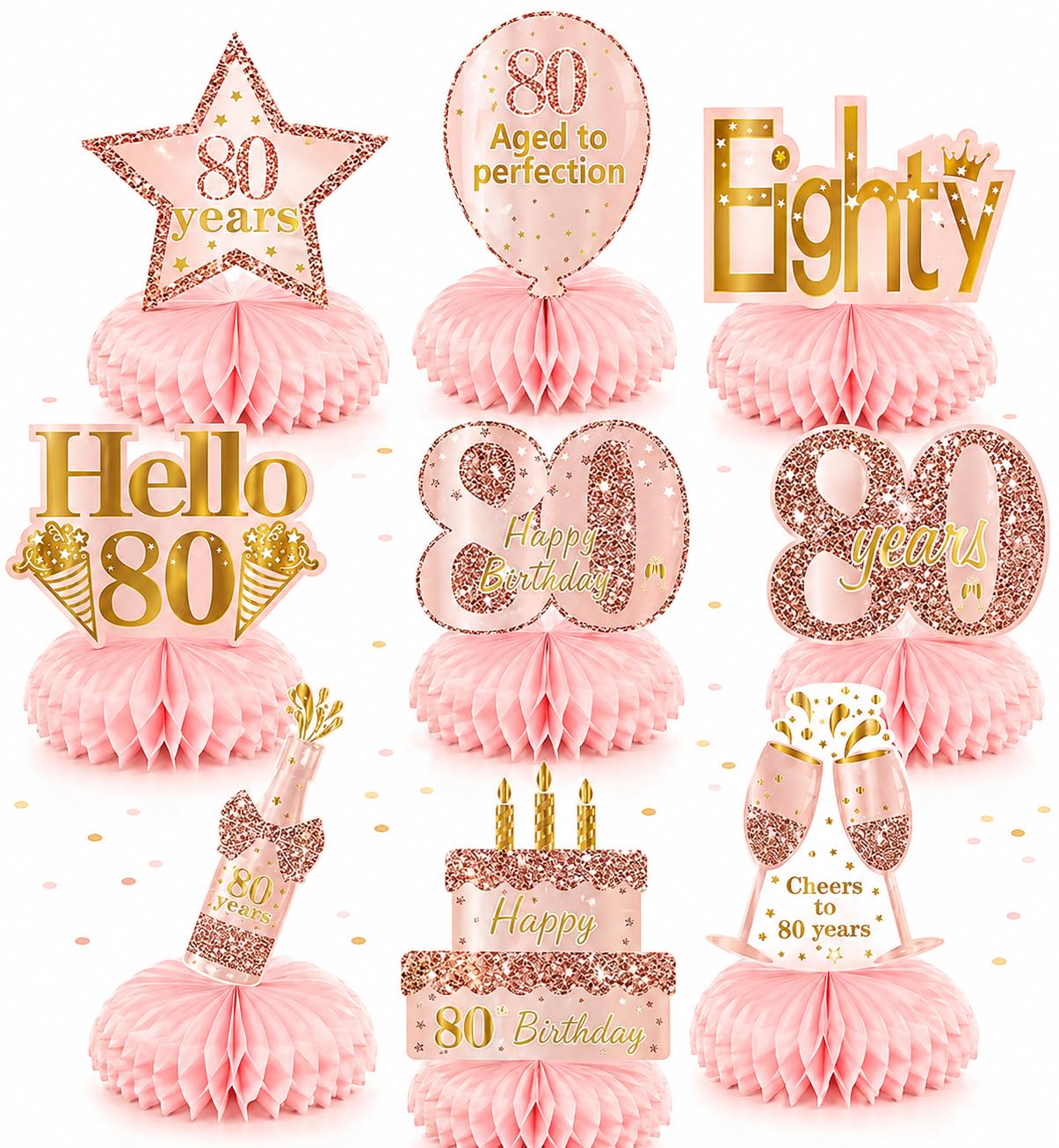 80th Birthday Honeycomb Centerpieces, 80th Birthday Decoration for Women