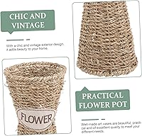 Vista 6 de 1 jarrón de mimbre de ratán marrón para almacenamiento, decoración y contenedor de plantas