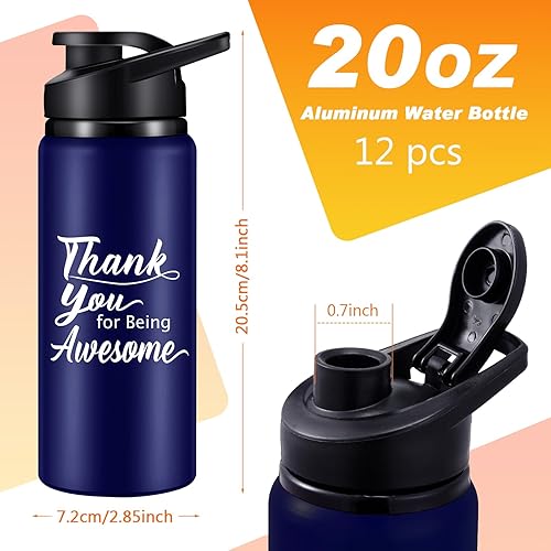 Miniatura 2 de meekoo 12 botellas de agua de aluminio con texto en inglés "Thank You for Being Awouse", botellas de agua deportivas ligeras a granel, botella de