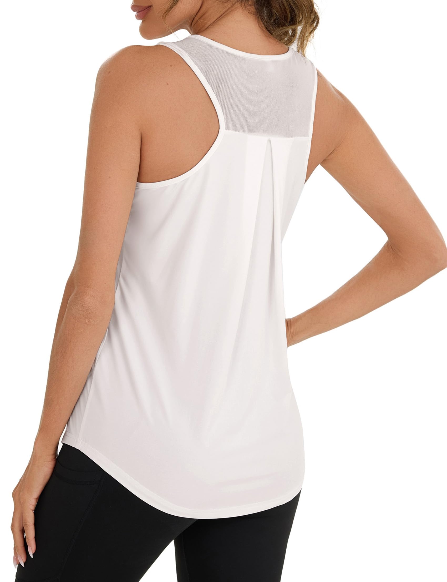 Terecey Sport Yoga Tank Top Damen Sommer Locker Ärmellos Zumba Pilates T Shirt Sportoberteile mit Mesh Zurück fur Fitness Workout S-XXL