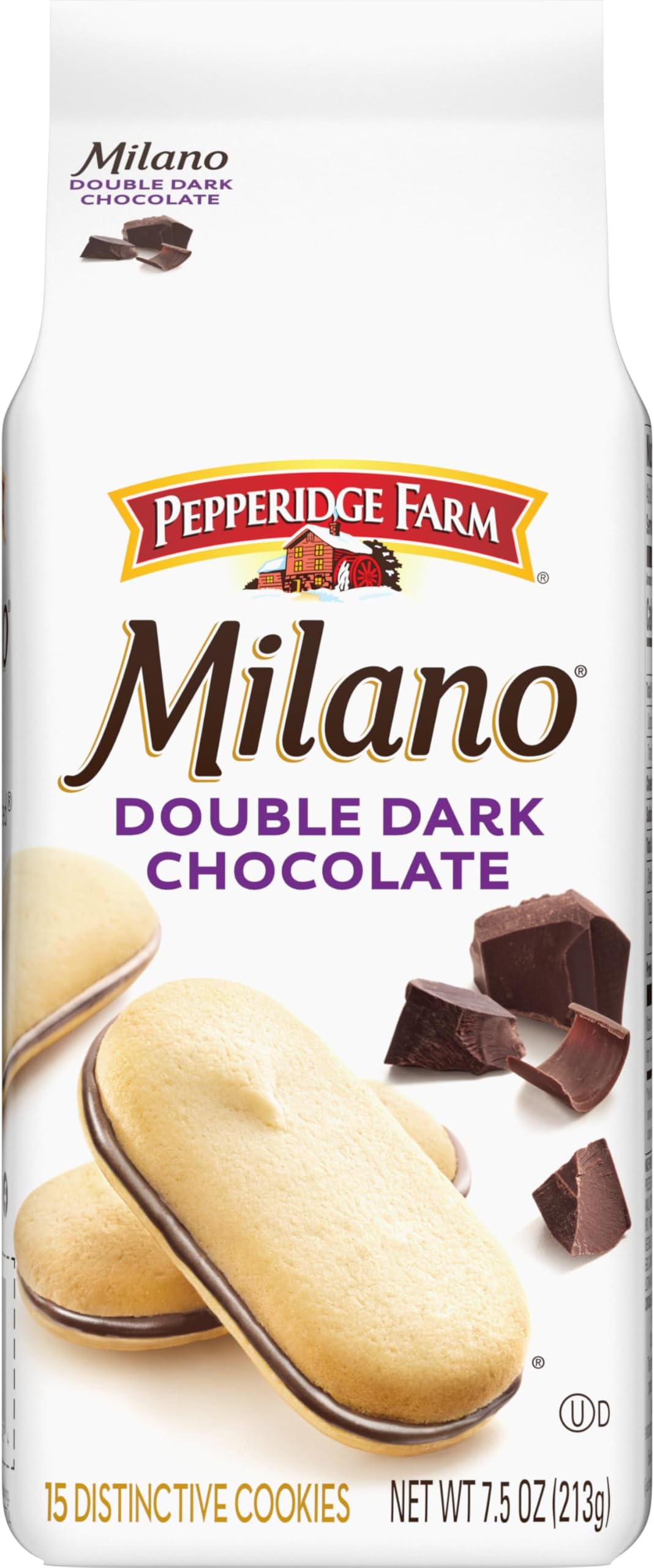 Milano Double Dark Chocolate Cookies, 7.5 OZ Bag (15 Cookies)