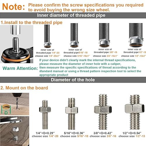 Miniatura 2 de Ruedas giratorias de 4 pulgadas, 2200 libras, juego de ruedas de vástago roscado de alta resistencia, 12"-13 x 1" (diámetro del tornillo 12",