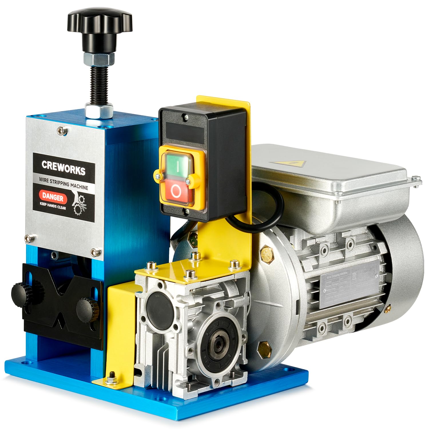 CREWORKS 180W Professionale Spellacavi Elettrica con 3 Piastre Foro 5 Canali per Cavo Φ1.5-25mm Spelafili Sguainacavi per Riciclaggio Cavi