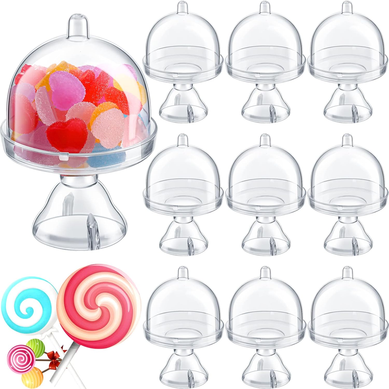Mini Cake Stand Cupcake Display Plate Candy Holder With Dome Cover For Chocolate