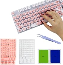 Raised Keyboard Stickers for Long Nails Typing and Gaming - Reusable Sticky Keyboard Covers with Jelly Glue - Wet and Dry Towel Tweezers. Letter, Number and Symbol Silicone Key Covers (70 pcs)