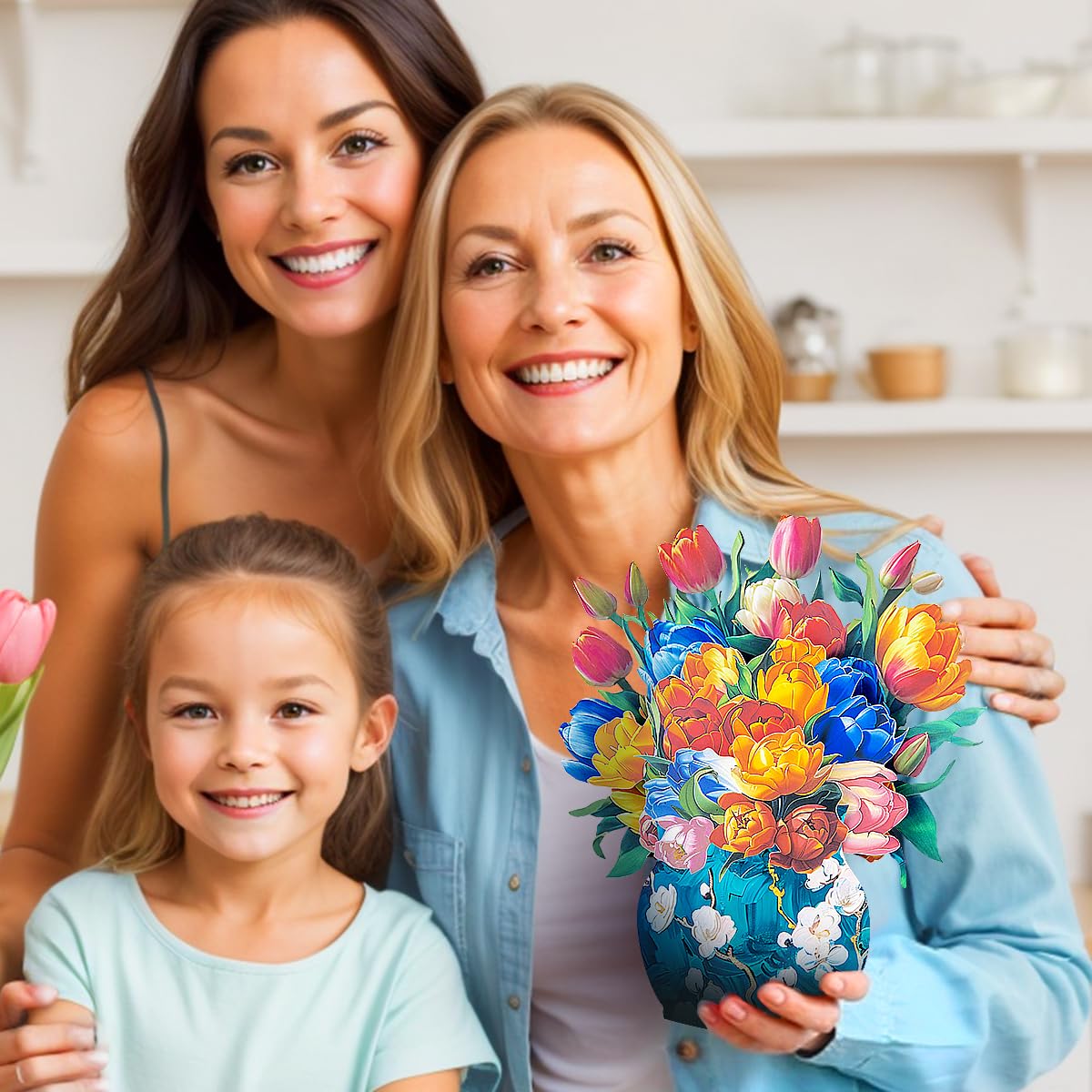 CNLITIHEKA Tulip Flower Bouquet Cards, Pop Up Flower Bouquet Greeting Cards, Mother's Day Flower Pop Up Card - Image 4