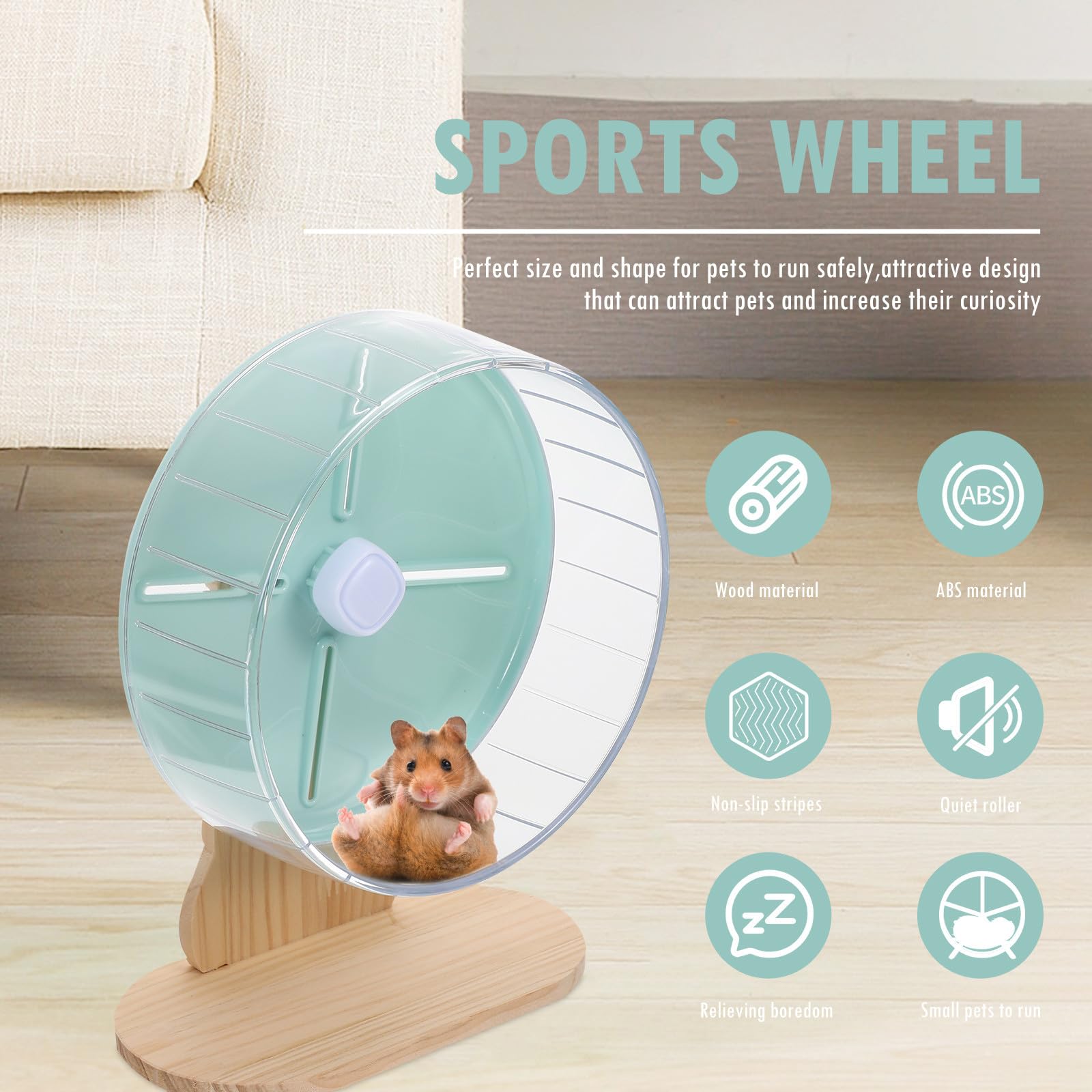 TOYANDONA Rueda de Ejercicio y Aumentar la Actividad Base Estable Silenciosa para Hámster de Abs y Madera Adecuado para Jaulas del Pequeño Animal