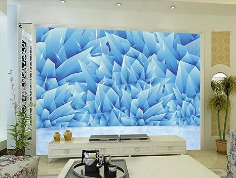 Amazon 壁紙 3d 青い氷の結晶 不織布壁紙テレビ背景壁 壁紙