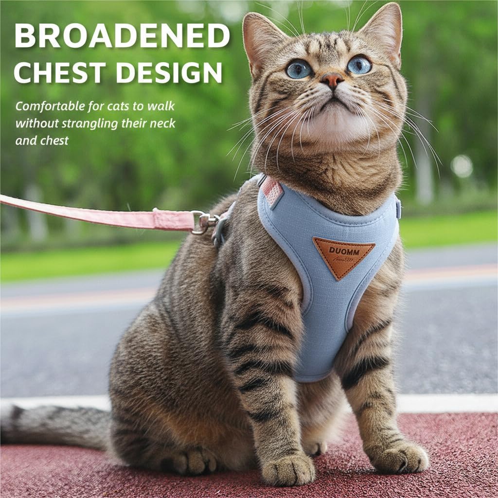 Escape-Proof Cat Harness and Leash Set - Adjustable and Comfortable - Ideal for Walking Cat Outdoors - Fits Small Dogs, Kittens, Medium, and Large Cats (Blue, S)