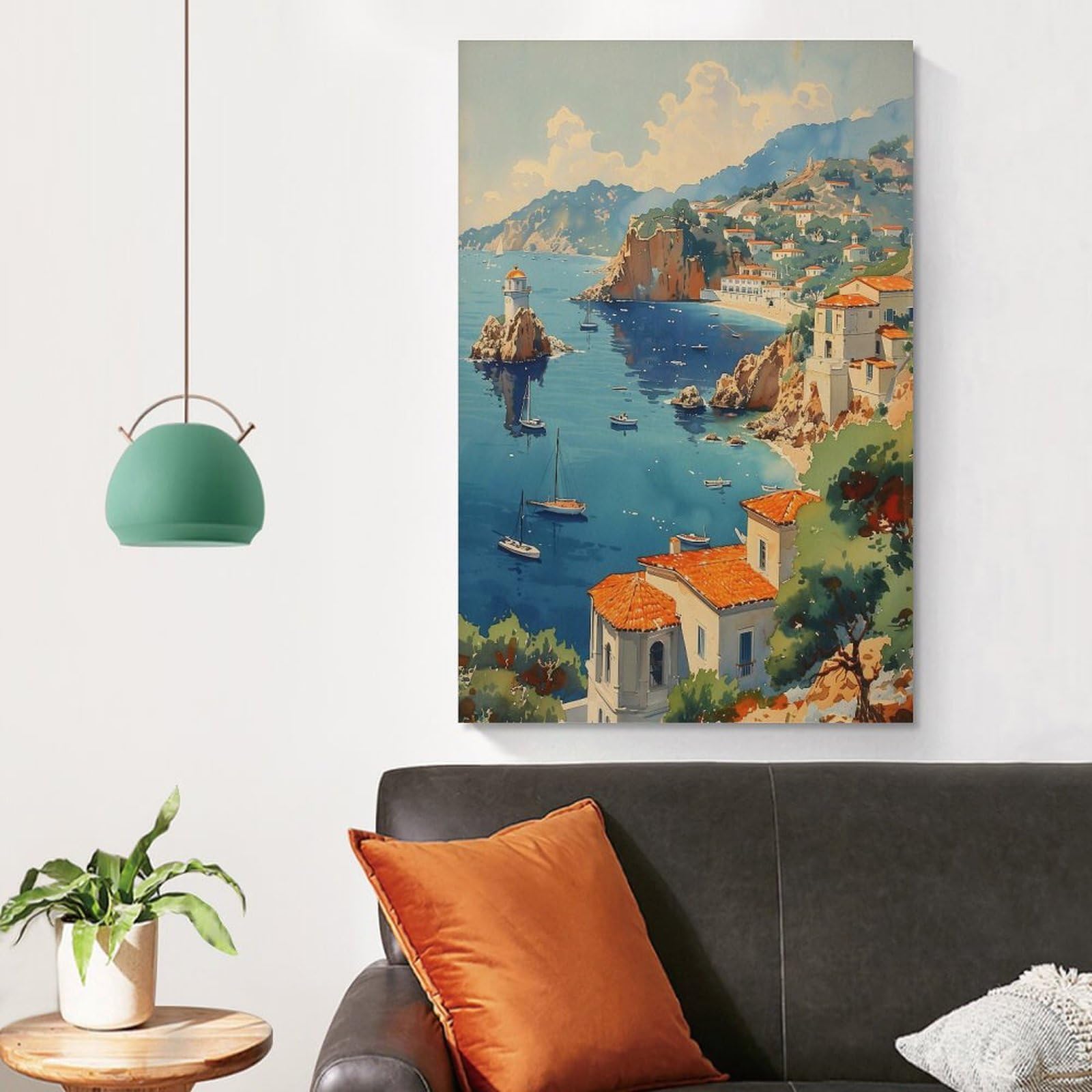 Catalina Island Aquarellgemälde, Reiseposter, Wandkunst, Heimdekoration, Kalifornien, Geschenk, Kunstliebhaber, Kunstdruck, ungerahmt, 60 x 90 cm
