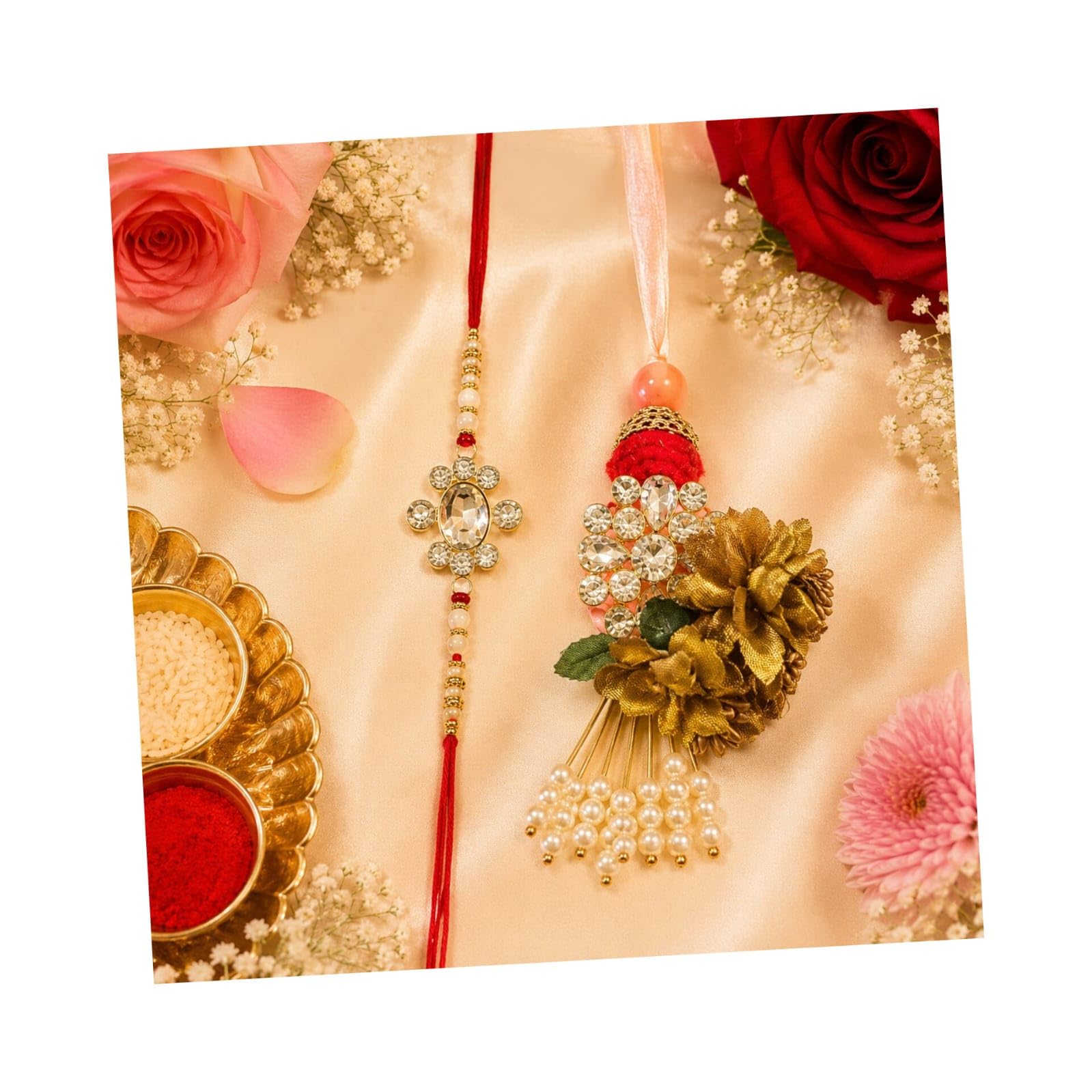 Premium Rakhi and Stylish Bracelet Lumba Set for Bhaiya & Bhabhi, Designer Ethnic Rakhi with Traditional Roli Chawal for Raksha Bandhan Celebration Gift for Brother & Sister-in-Law #P-14-image-34