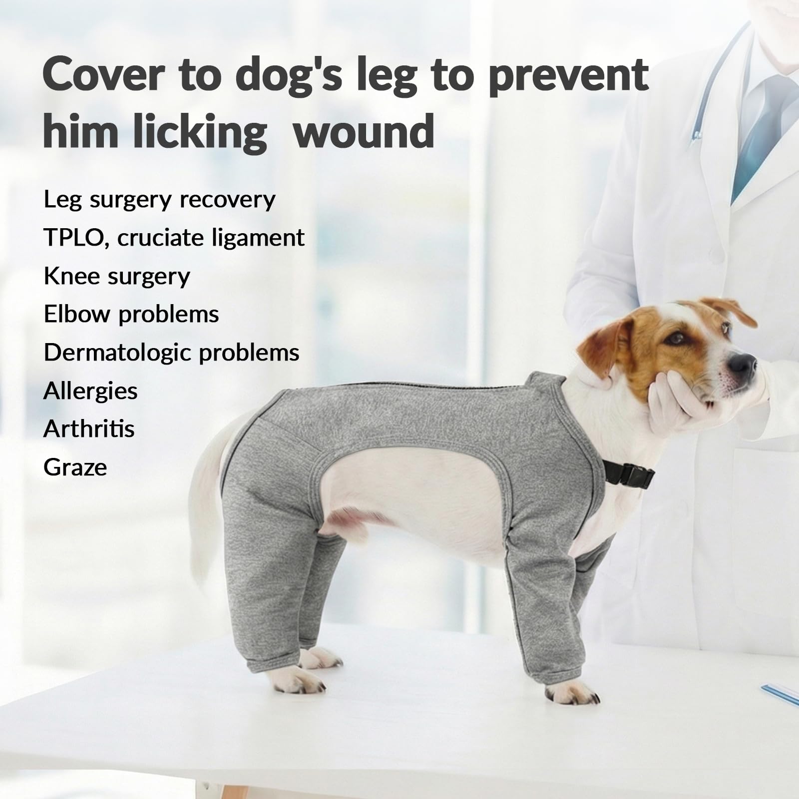 PUMYPOREITY Body Post Operatorio Perros, Doux Body Postoperatorio Perro Hembra Léger Body De Protección Traje Protector Pierna Después De Una Cirugía De Tplo/Ligamento Cruzado Anterior(Gris, XL)