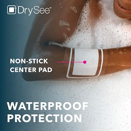 Miniatura 5 de DrySee Vendajes impermeables 4 x 4 Apósito de película transparente con indicadores de humedad, sin látex, seguro para ducharse y nadar Tatuaje,