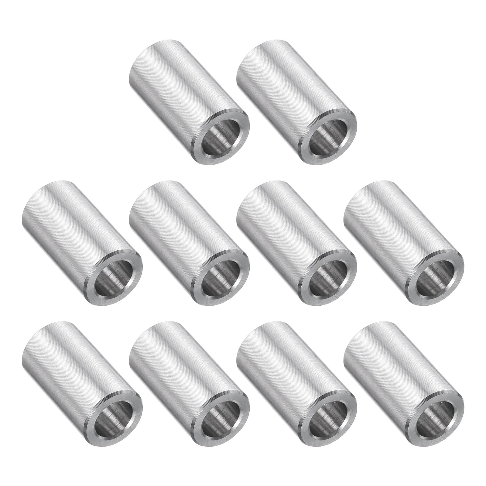 uxcell 10 Pcs Stainless Steel Spacer 5/16" Bore x 1/2" OD x 3/4" Length Screw Bushing Plain Finish Round Metal Spacer for 5/16" Screws Bolts and Rods