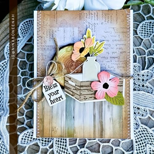 Flowers Metal Cutting Die for Scrapbooking - Cut Stencils for DIY Scrapbook Photo Album Decorative Paper Card, Card Making Supplies, Stencils & Crafting Die Cut (Wood & Flower 7.9 x 4.1 in)