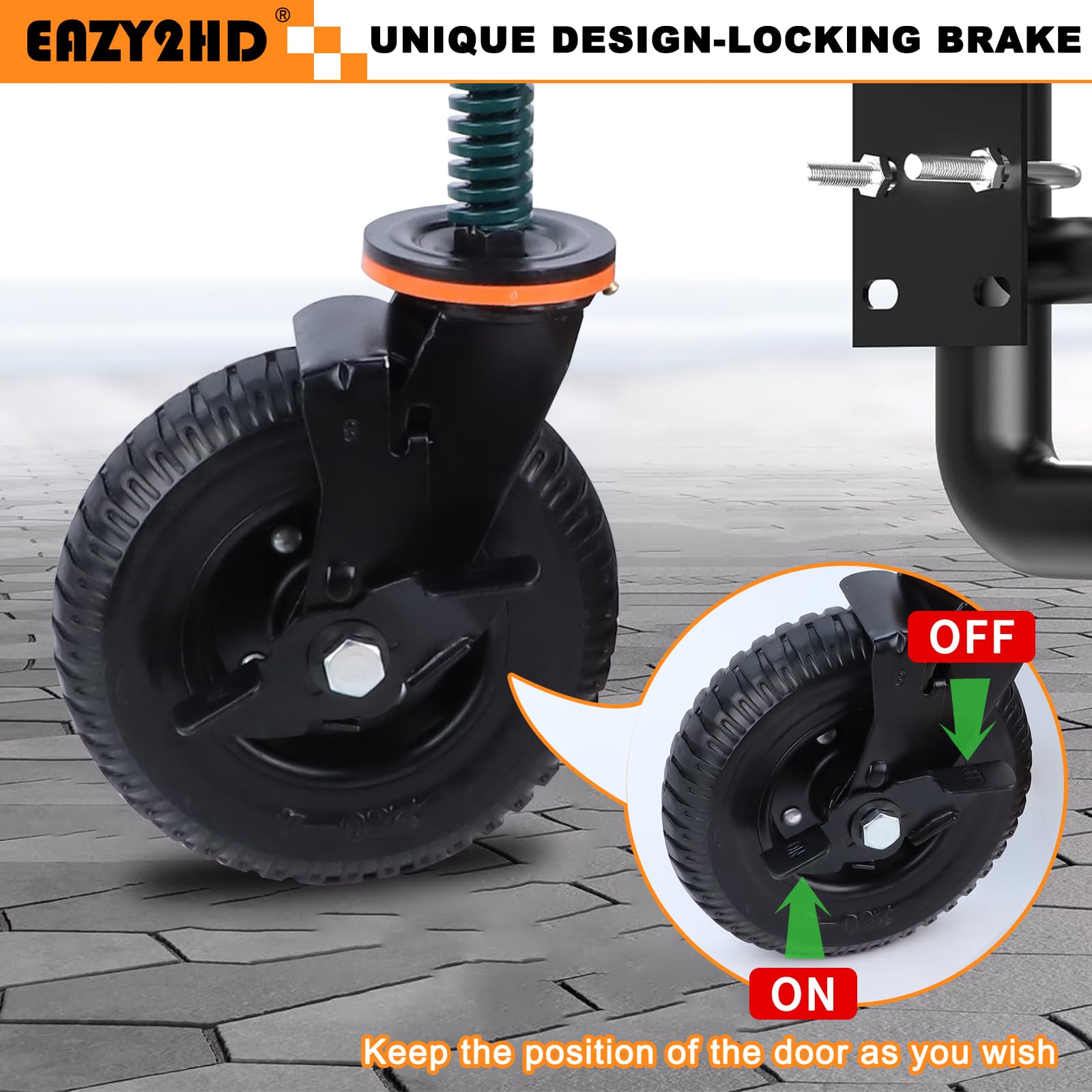 Gate Wheels For Metal Tube Gate Eazy2hD 6 Inch Gate Wheel With Brake ...
