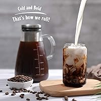 Vista 8 de Cafetera fría de 34 onzas, cafetera preparada con filtro extraíble de doble malla de acero inoxidable 304, recipiente de vidrio sin BPA, cafetera