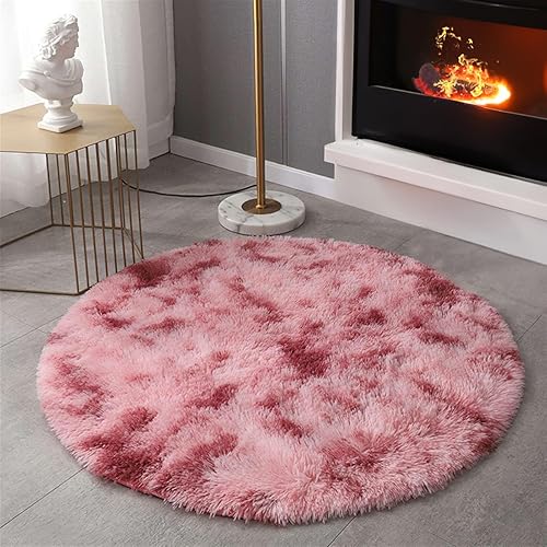 Vista 11 de SK Studio Round Area Rugs for Bedroom Soft Fluffy Shaggy Circle Rugs Non-Slip Large Carpet for Living Room Dorm Kids Room Nursery Room Pink, 39x39