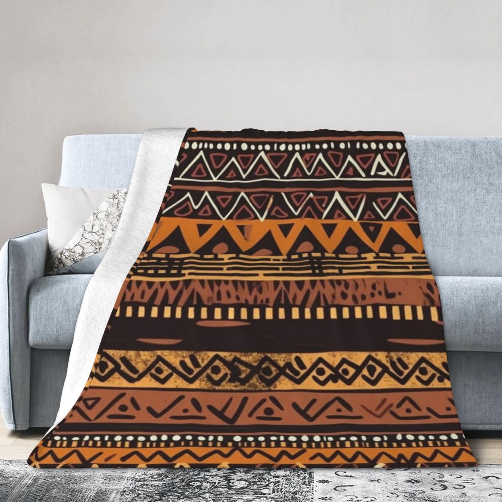Couverture africaine flanelle douce pour canapé et camping