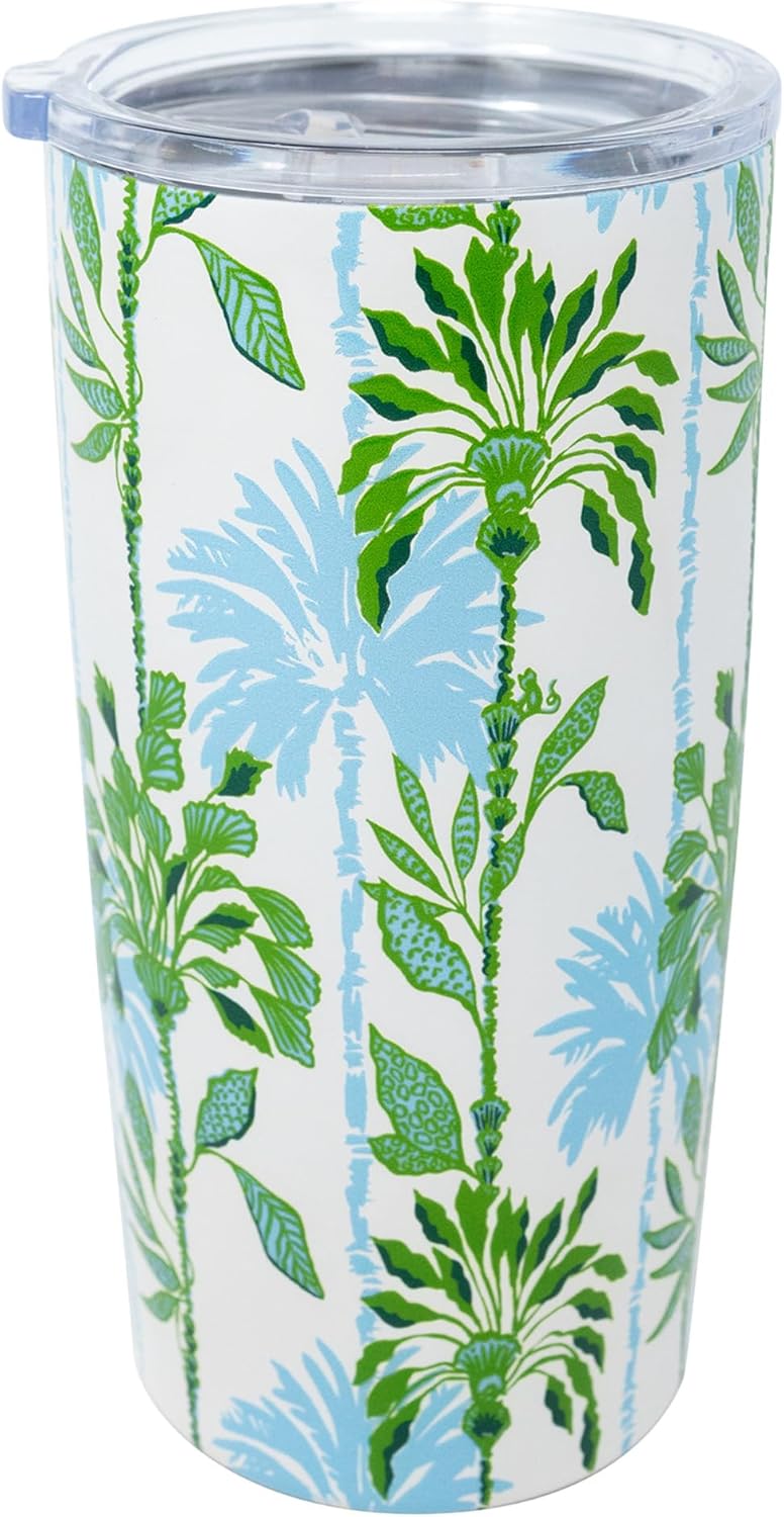 Lilly Pulitzer 20 Oz Insulated Tumbler with Lid, Stainless Steel Mug, Double Wall Metal Tumbler for Hot and Cold Drinks (Swayin in the Breeze)